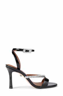 Crystal Embellished Patent Ankle Strap Sandal
