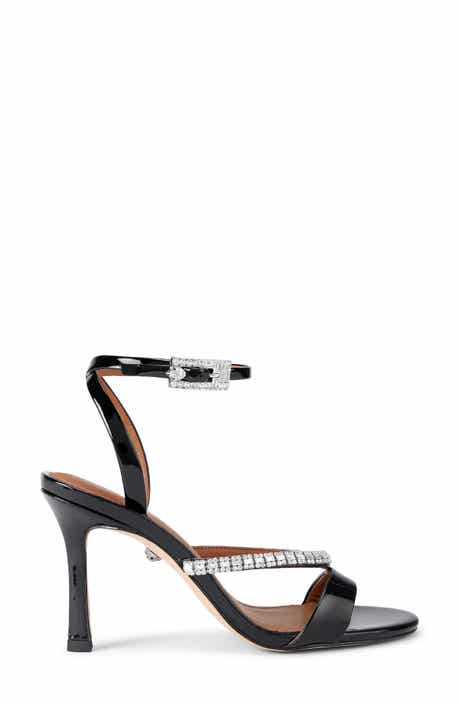 Crystal Embellished Patent Ankle Strap Sandal