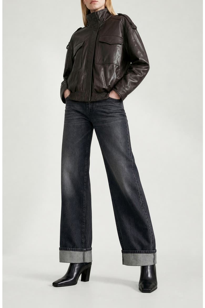 Angele Faux Leather Bomber Jacket, Alternate, color, COFFEE
