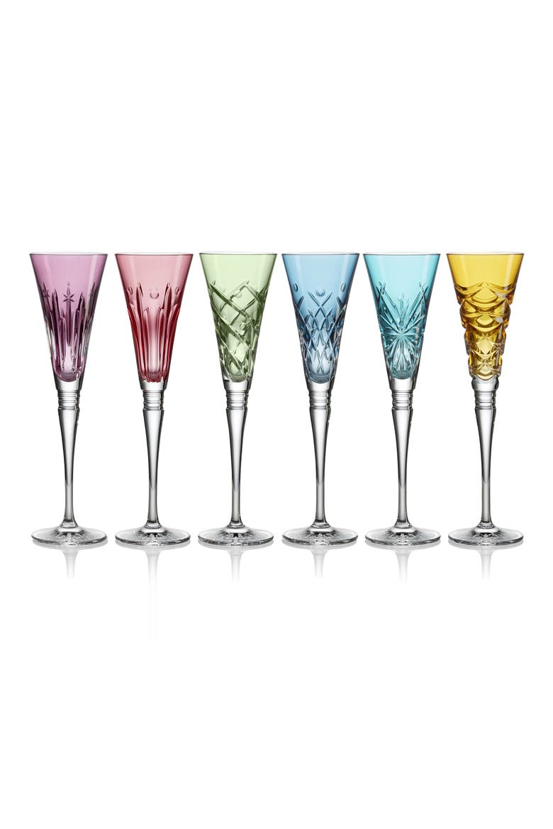 Winter Wonders Set of 6 Crystal Flutes, Main, color, MULTI