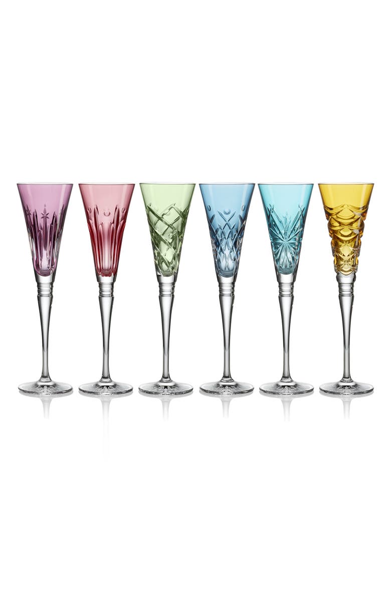 Waterford Winter Wonders Set of 6 Crystal Flutes, Main, color, Multi