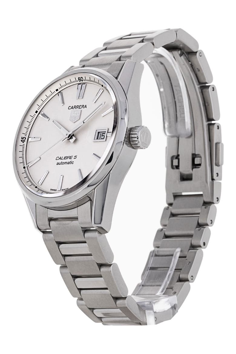 Tag Heuer Preowned 2017 Carrera Automatic Bracelet Watch, 39mm, Alternate, color, SILVER