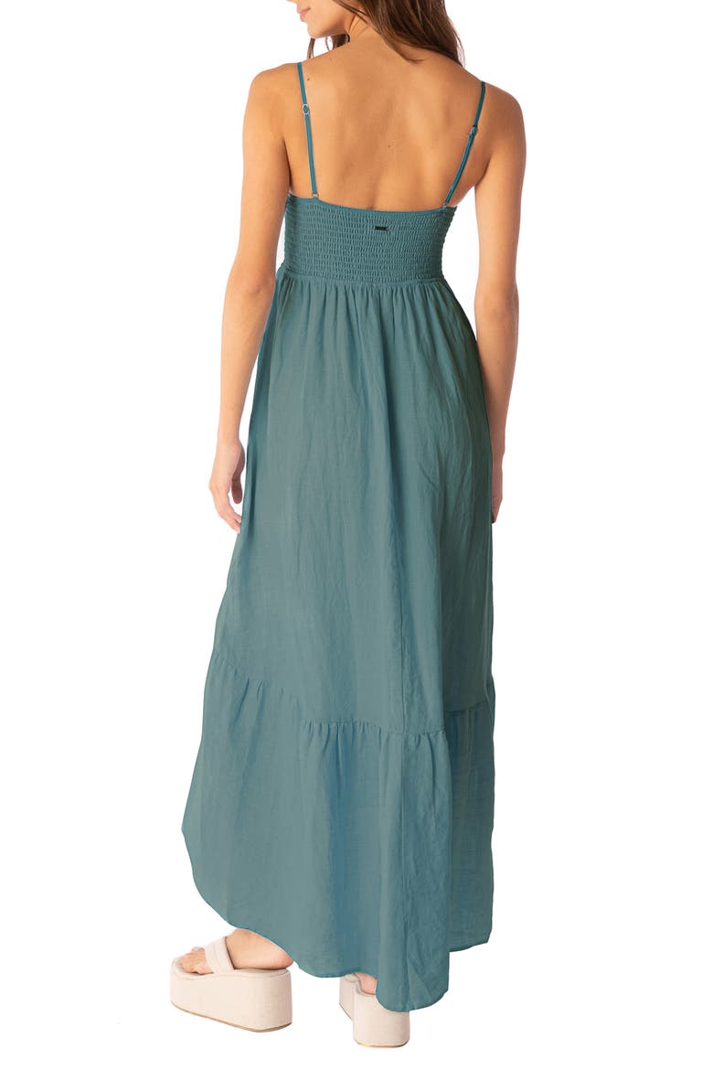 Isadora Smocked Maxi Dress, Alternate, color, TEAL GREEN
