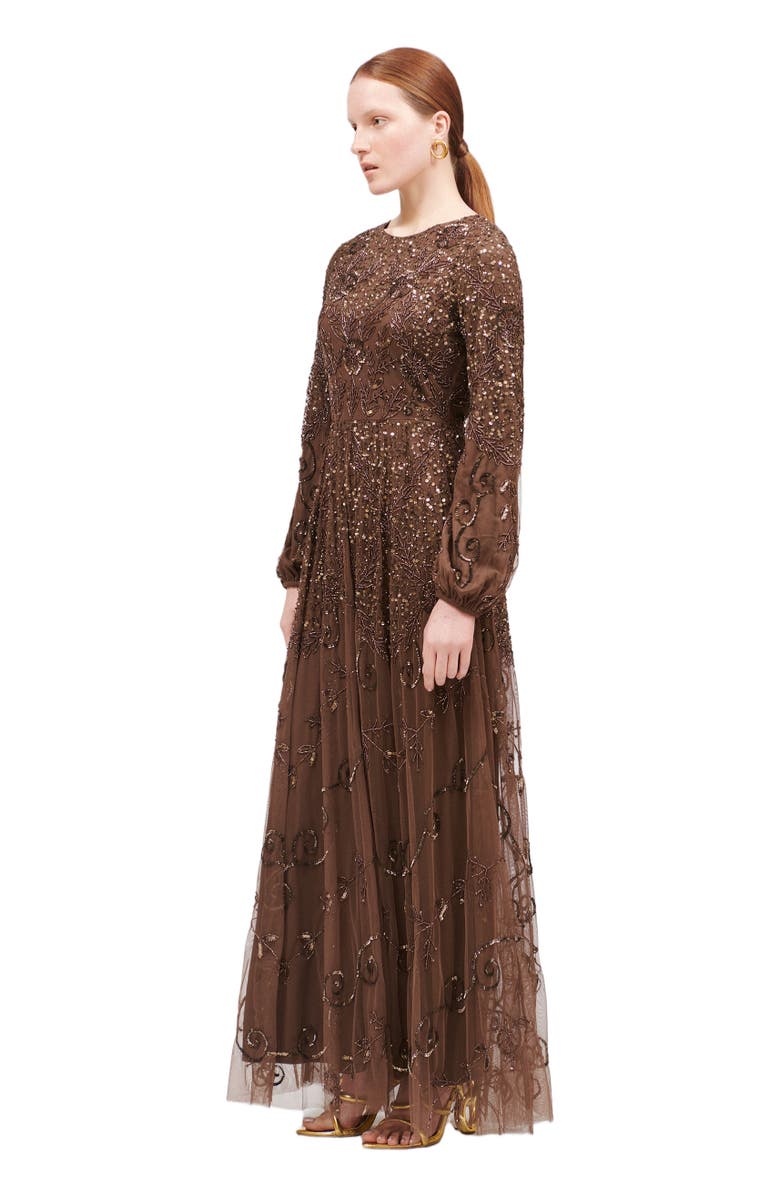 MARYISA Modest Embellished Sequin Beaded A-Line Maxi Dress, Alternate, color,