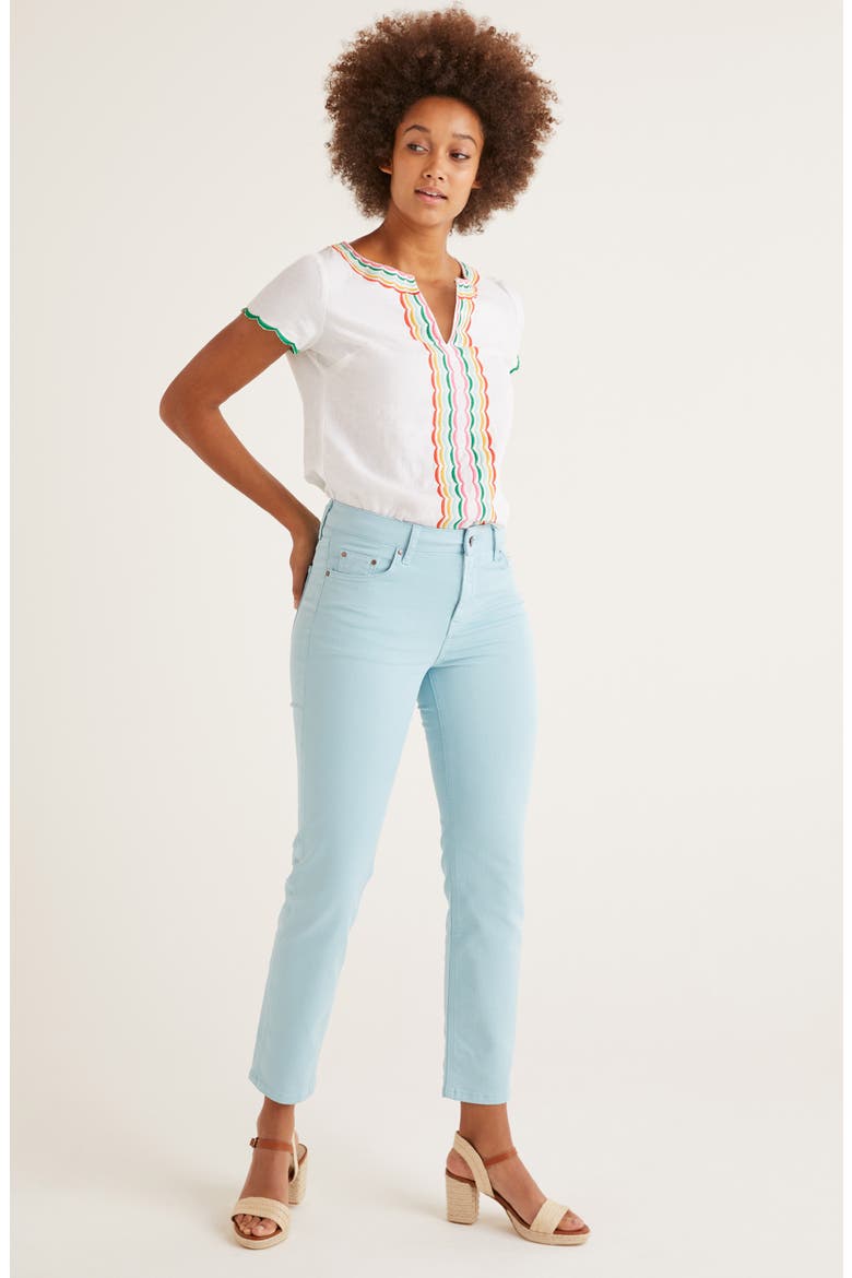 Laura Embroidered Linen Top, Alternate, color, IVORY