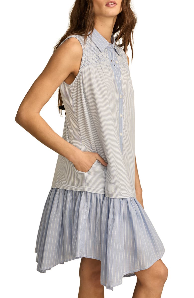 Lucky Brand Breezy Handkerchief Hem Sleeveless Shirtdress, Alternate, color, 