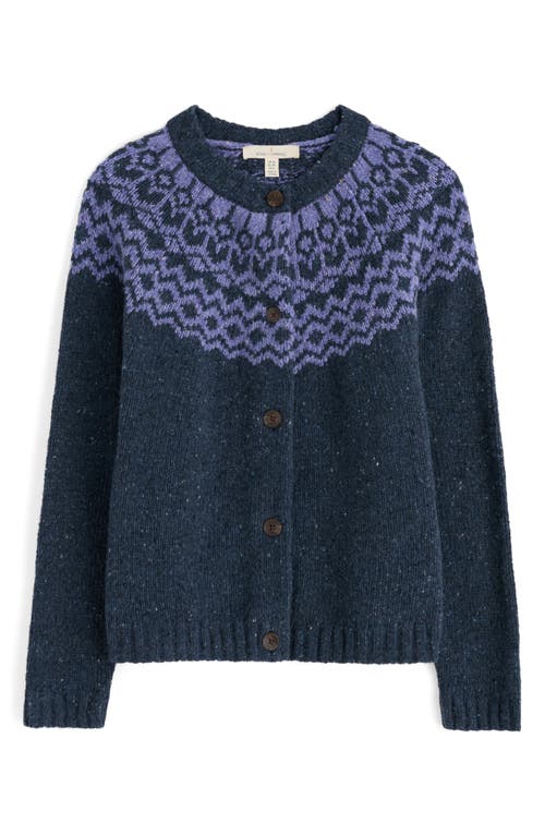 Seasalt Cornwall Port Kinnis Fair Isle Merino Wool Blend Cardigan In Blue