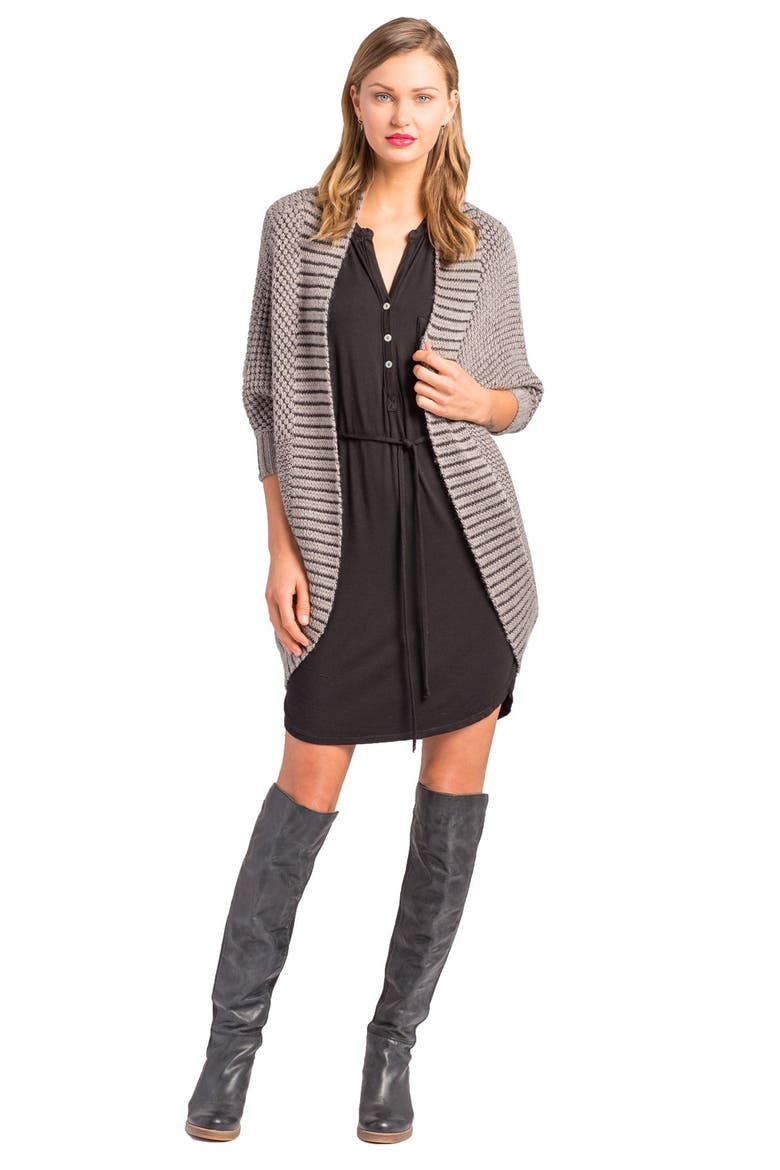 'Crystal' Cocoon Cardigan, Main, color, HEATHER GREY/ BLACK
