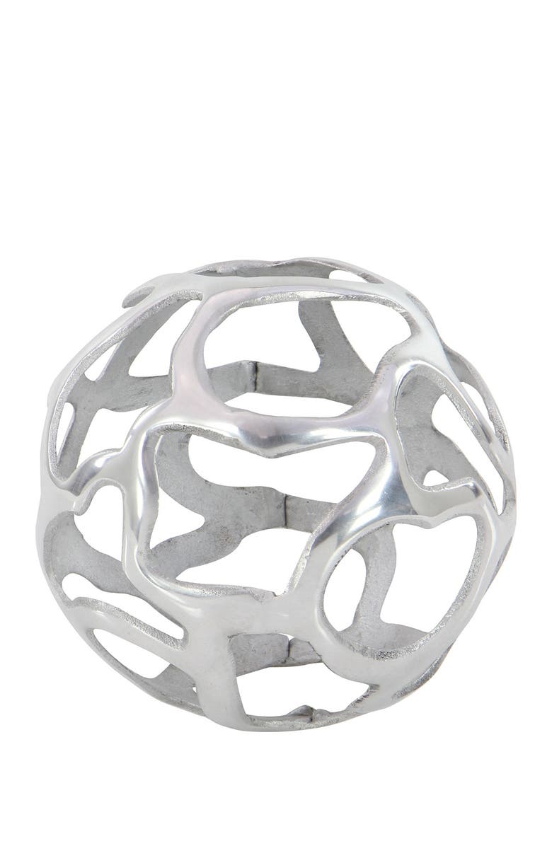 WILLOW ROW Silvertone Aluminum Contemporary Geometric Sculpture - Set of 3, Alternate, color, 