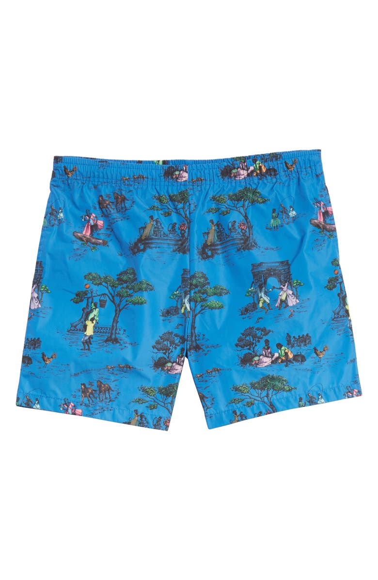 Union Los Angeles Sheila Bridges Harlem Toile Swim Trunks, Main, color, 