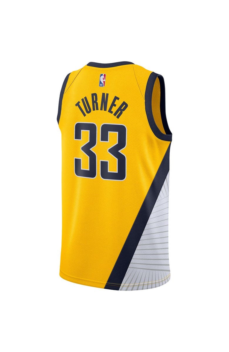 Nike Men's Nike Myles Turner Gold Indiana Pacers Swingman Jersey - Statement Edition, Alternate, color, 