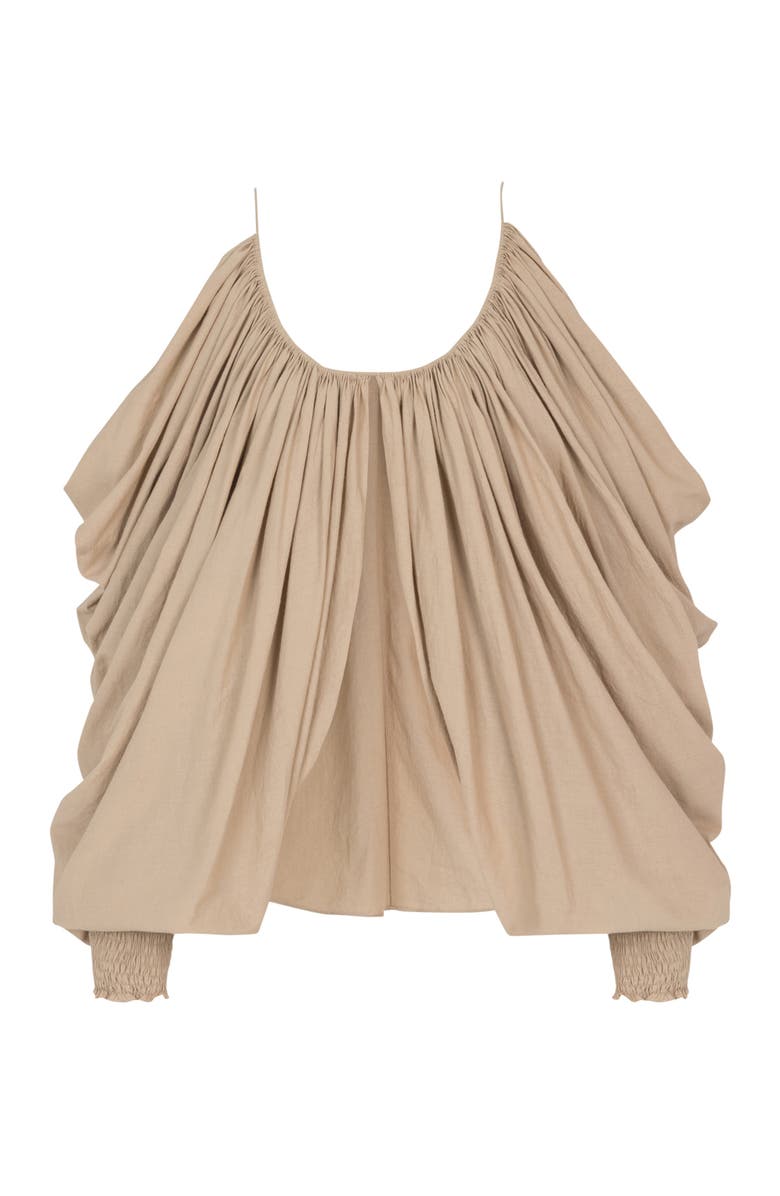 Balmain Strappy cotton blouse, Alternate, color, Beige