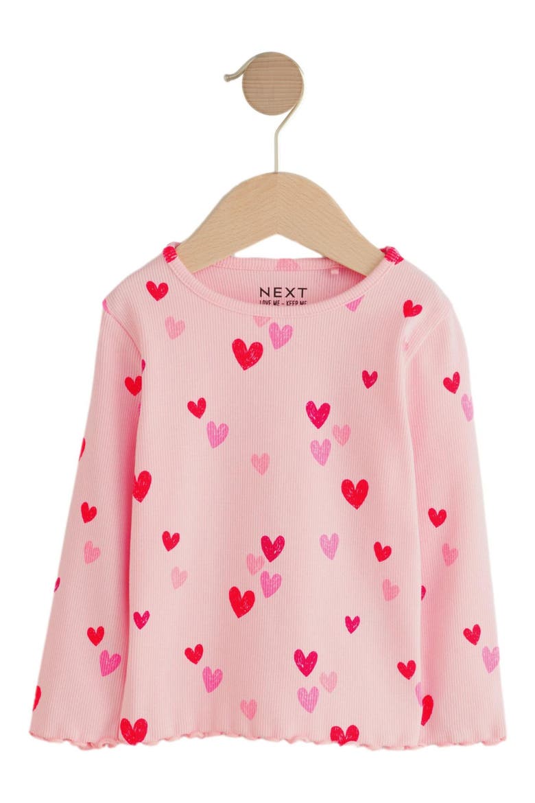 Kids' Heart Graphic Ribbed T-Shirt, Main, color, PINK