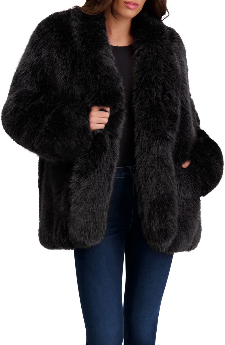 Lyla Grant Fur-Free Fox (Faux Fur) Jacket, Alternate, color, Black