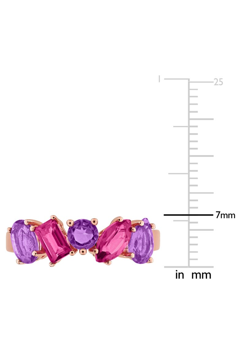 Gemstone 5-Stone Ring Sterling Silver, Alternate, color, Amethyst/Pink Topaz