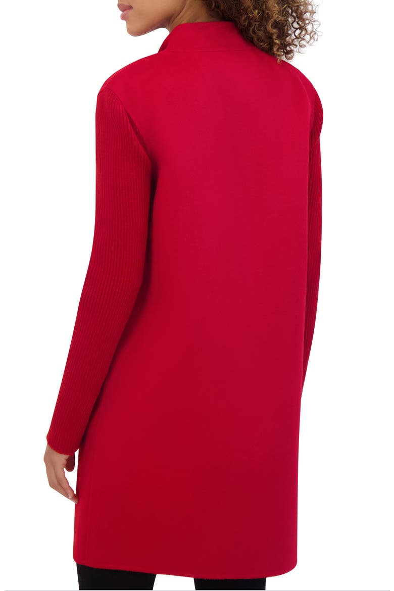 Knit Sleeve Wool Blend Coat, Alternate, color, RED