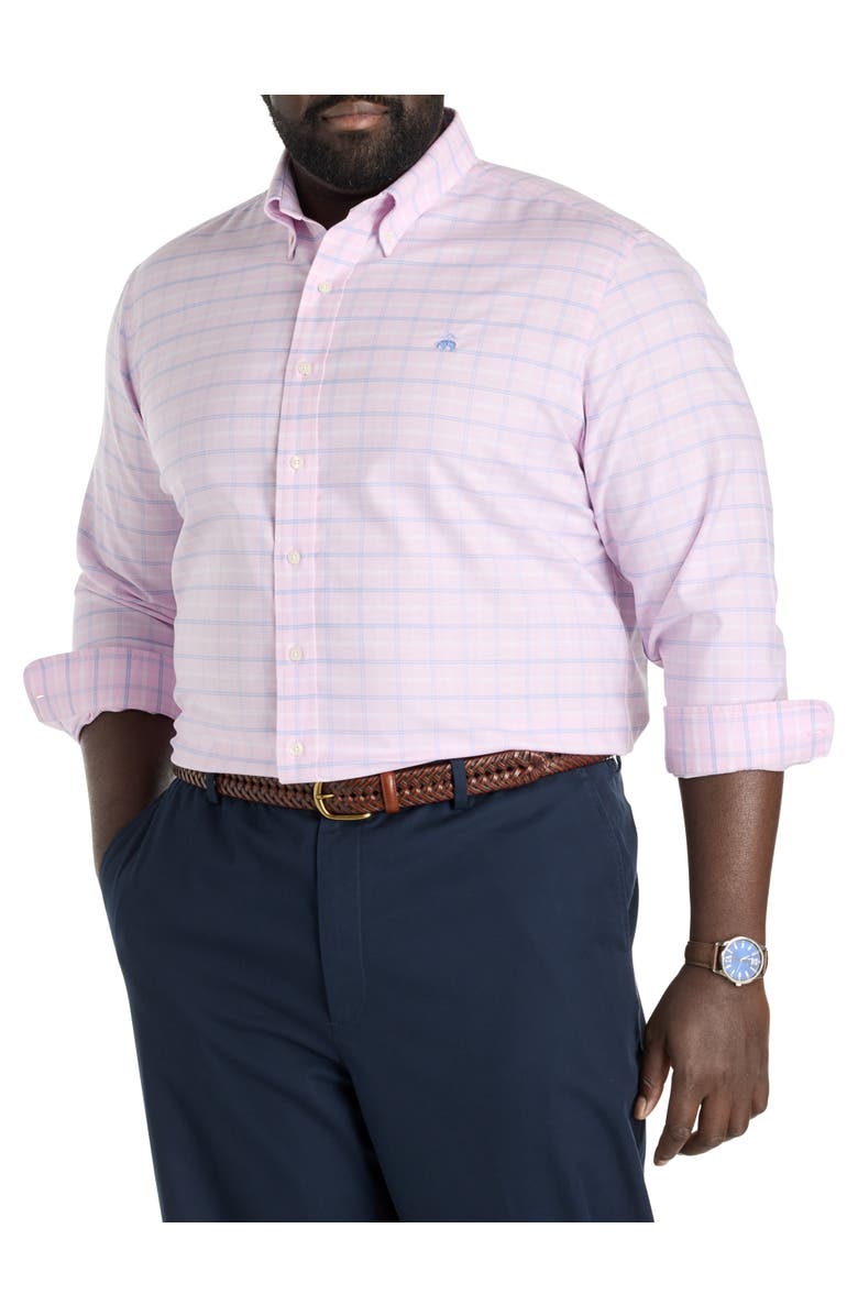 Brooks Brothers Big & Tall Non-Iron Multi Check Oxford Sport Shirt, Main, color, Pink