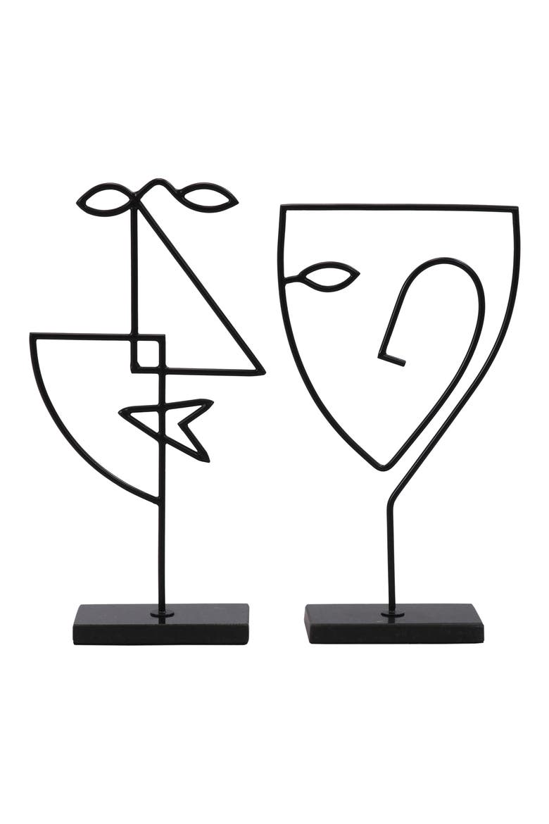 Posie Set of 2 Statues, Main, color, MATTE BLACK