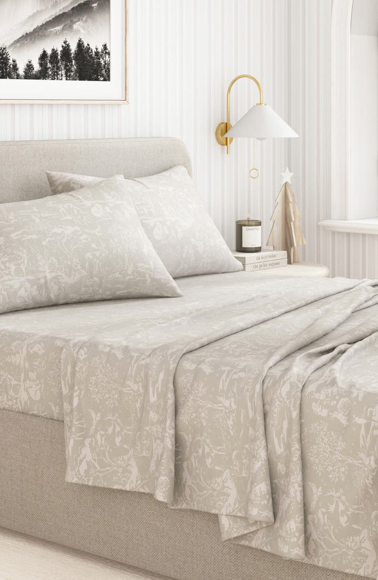 Woven & Weft Turkish Cotton Flannel Holiday Sheet Set, Alternate, color, Storybook Creatures