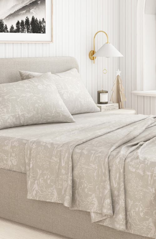 Woven & Weft Cheerful Christmas 4-piece Flannel Bed Sheet Set In Neutral