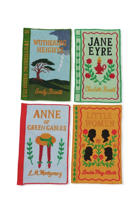 Literary Heroines Books Embroidered Cocktail Napkins - Set of 4