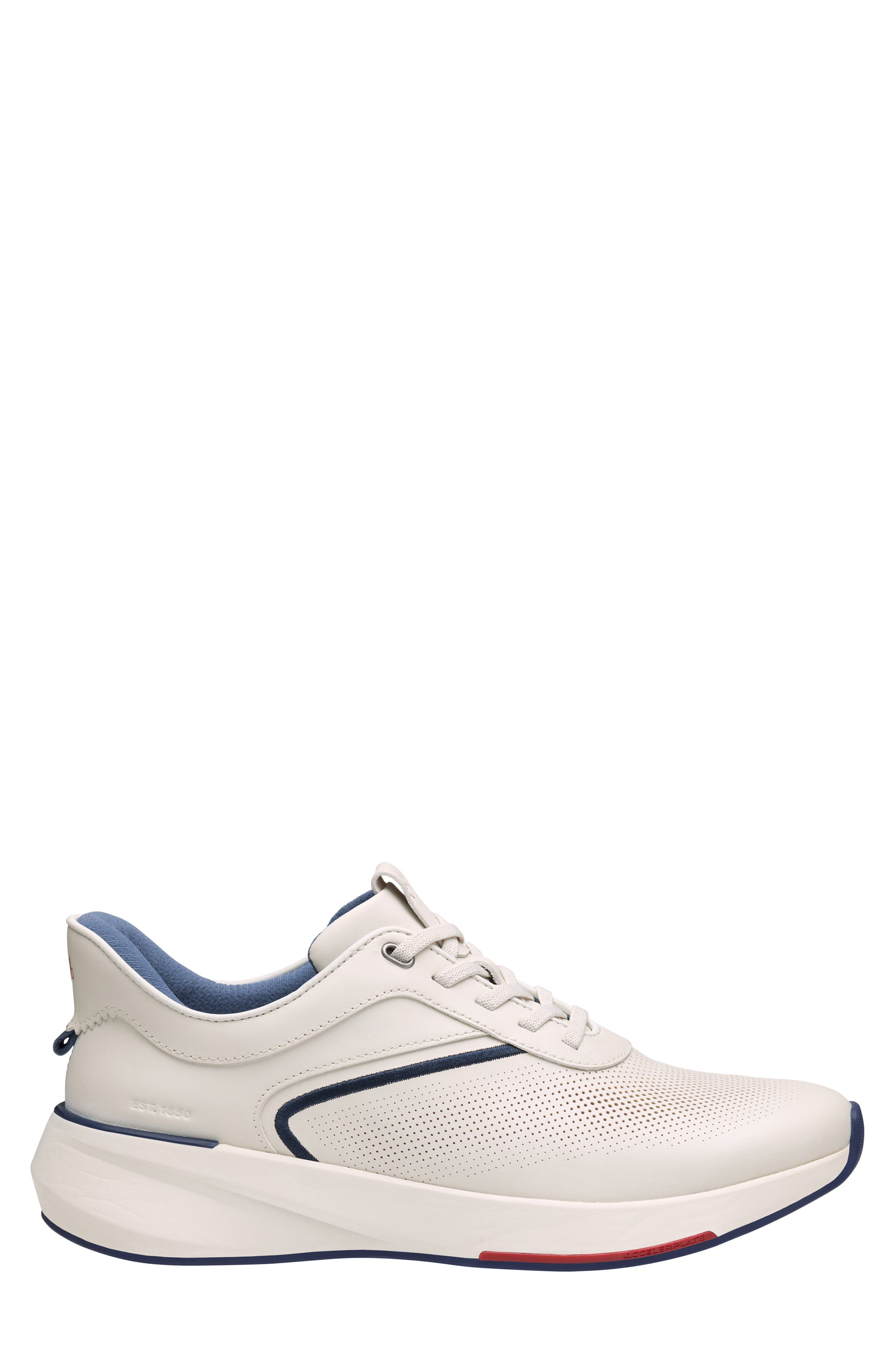 Johnston & Murphy Surge U-Throat Embossed Sneaker, Alternate, color, White Full Grain