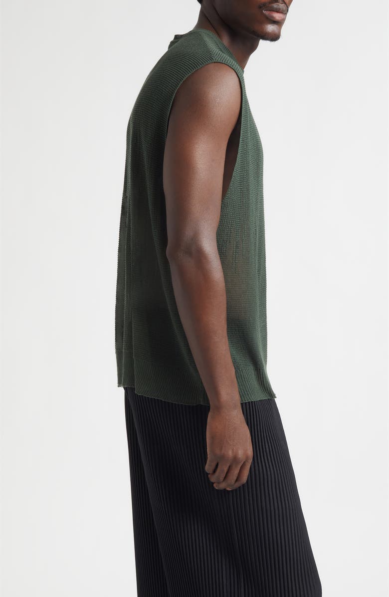 Homme Plissé Issey Miyake Brush Close-Up Crewneck Sweater Vest, Alternate, color, Green