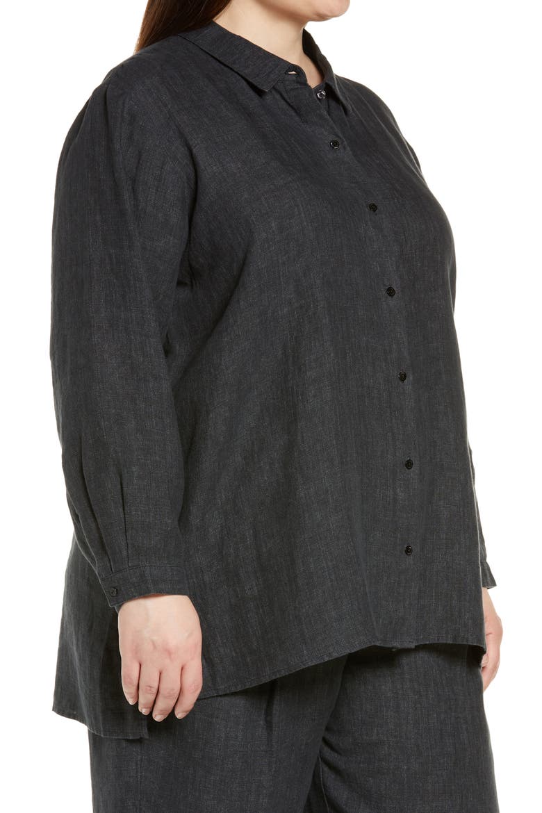 Classic Collar Organic Linen Boxy Shirt, Alternate, color, GRAPHITE