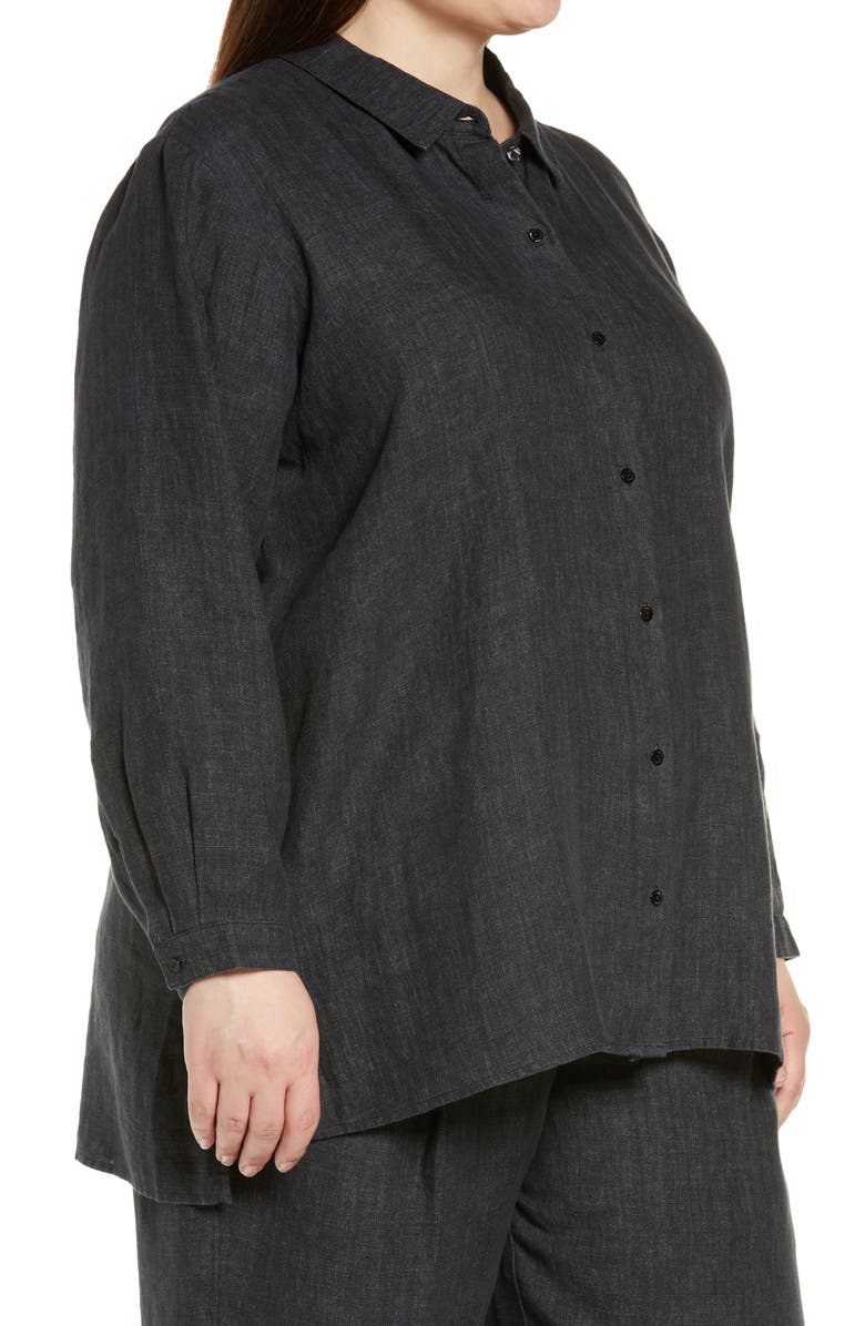 Eileen Fisher Classic Collar Organic Linen Boxy Shirt, Alternate, color,