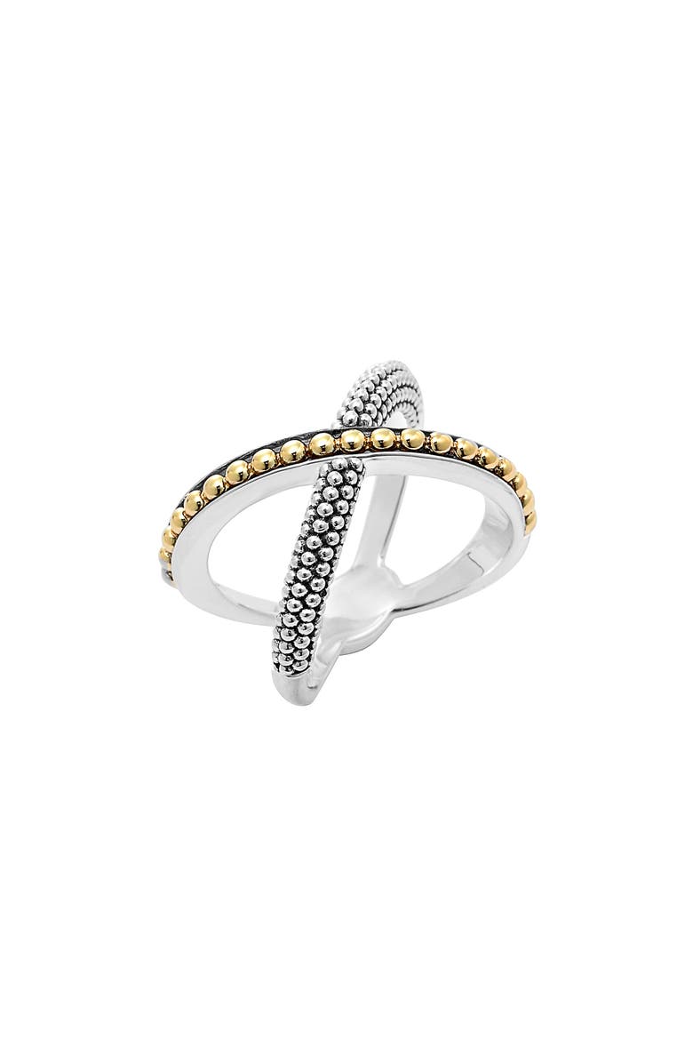 LAGOS KSL Caviar Crossover Ring, Main, color, Silver/ Gold