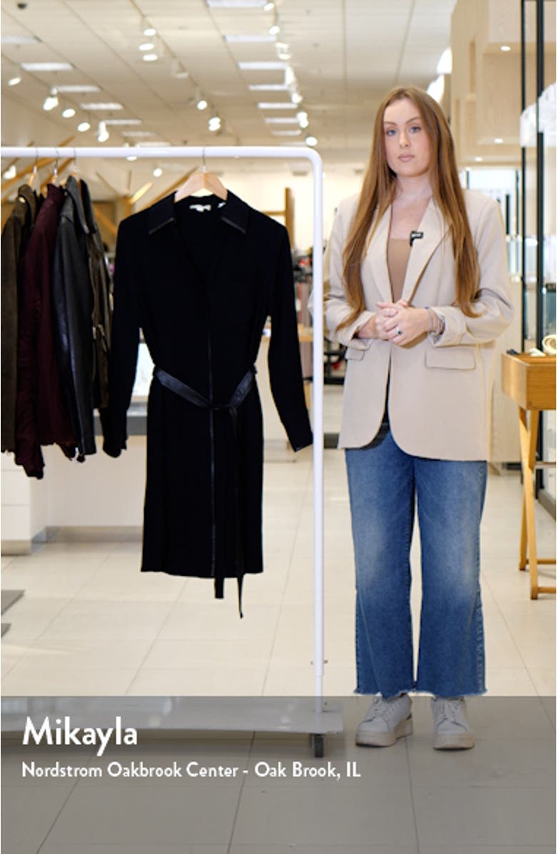 Leather Trim Long Sleeve Shirtdress, sales video thumbnail