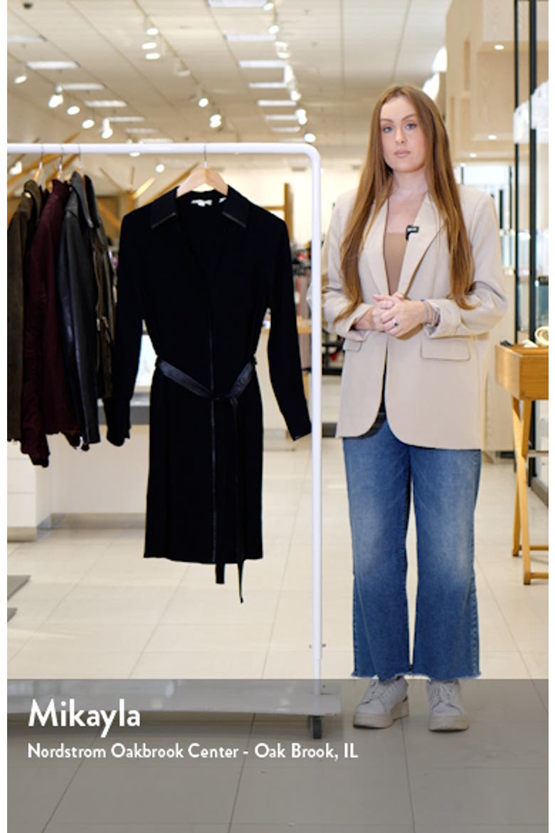 Leather Trim Long Sleeve Shirtdress video