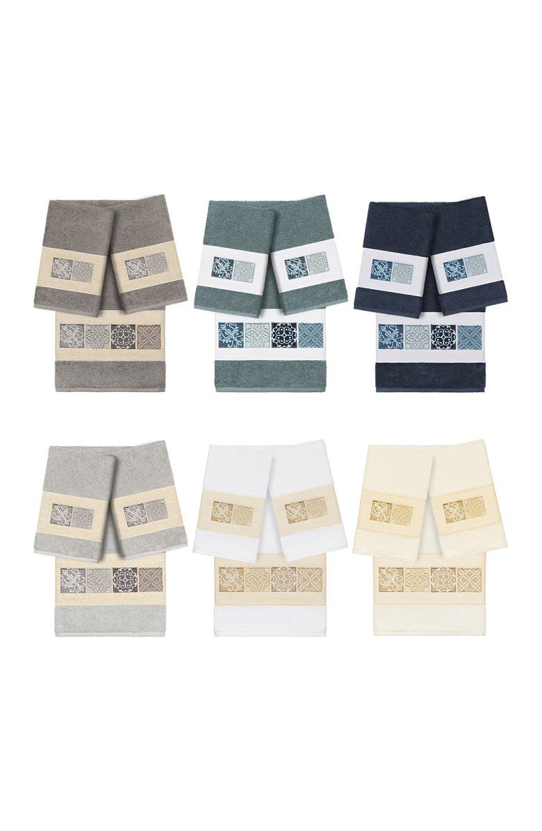 Linum Home Textiles Vivian 3-Piece Embellished Towel - Teal, Alternate, color, Teal