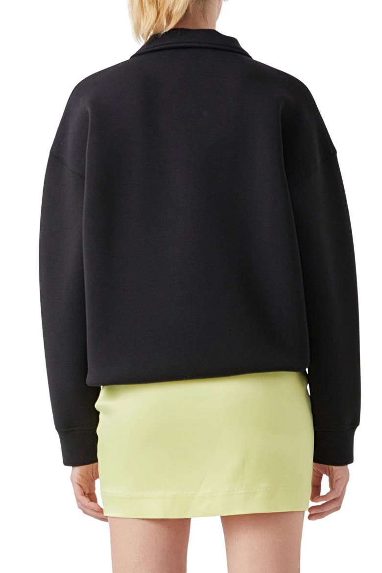 Scuba Knit Quarter Zip Pullover, Alternate, color, BLACK