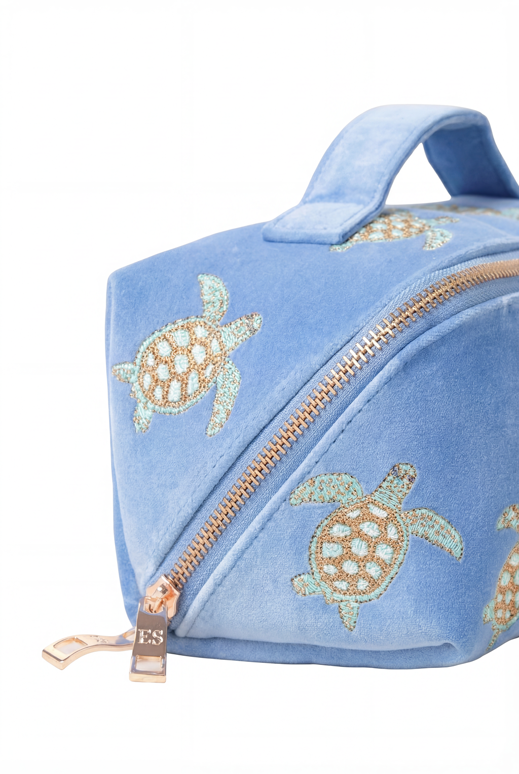 Turtle Conservation Velvet Open Flat Makeup Bag, Alternate, color, Caribbean Blue