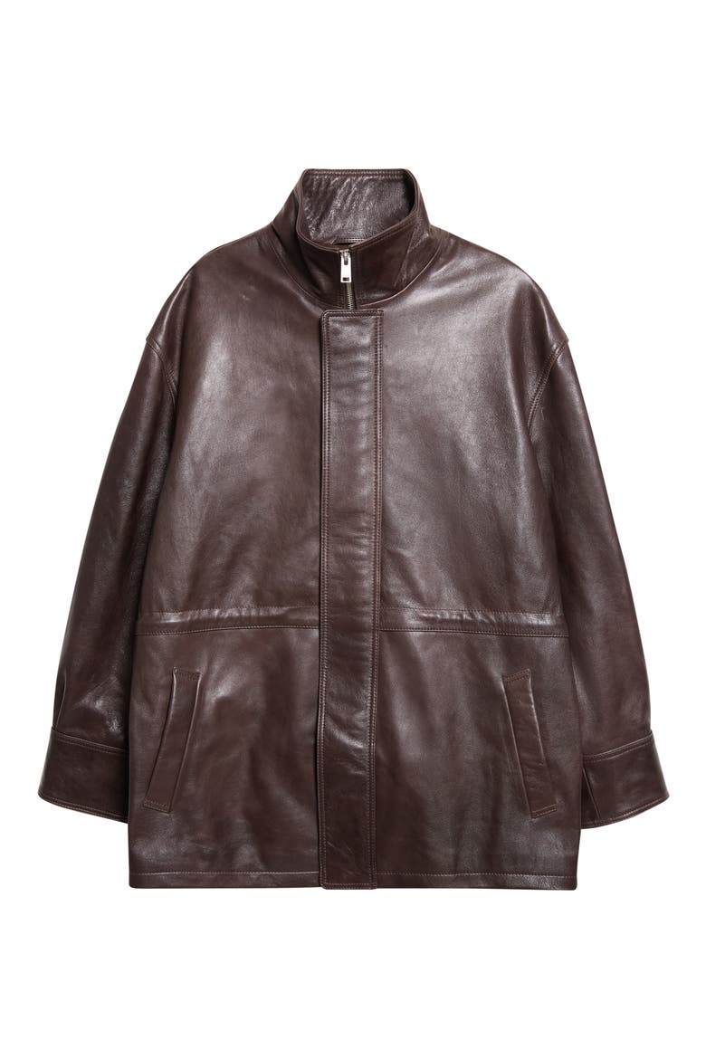 Alia Leather Jacket, Main, color, MAHOGANY