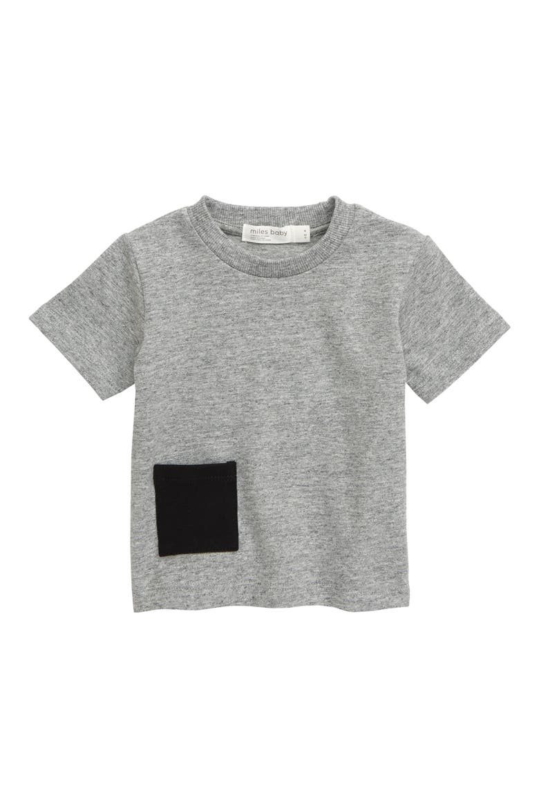miles baby Stretch Organic Cotton T-Shirt, Main, color, DARK HEATHER GREY