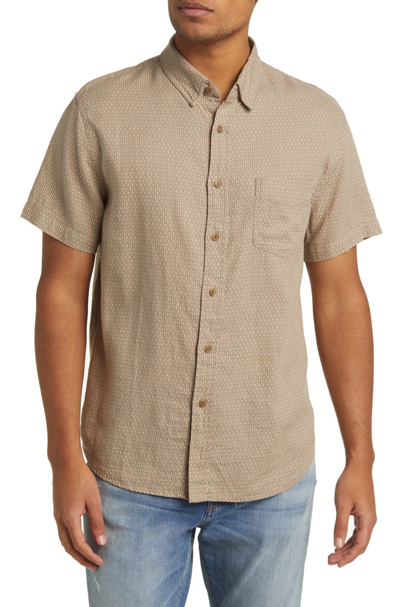 Rails Carson Short Sleeve Linen Blend Button-Up Shirt, Main, color, 