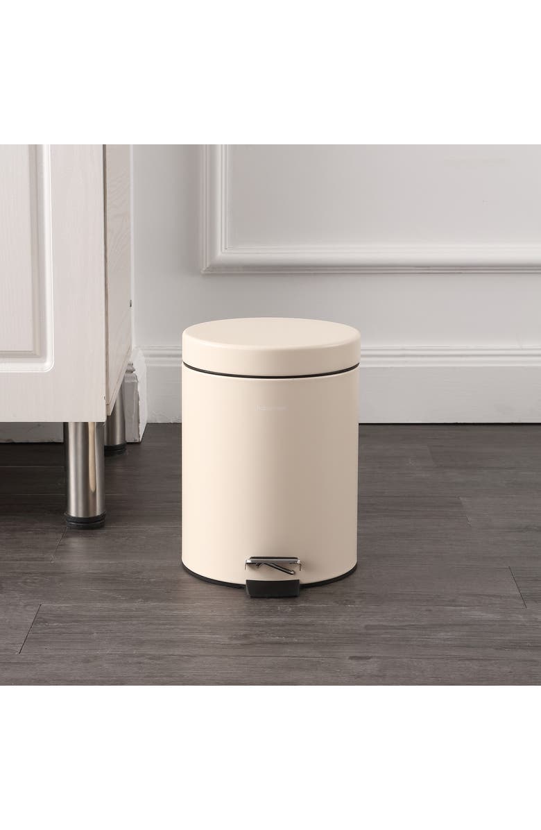 HAPPIMESS Oscar 8-Gallon Step-Open Trash Can with FREE Mini Trash Can, Alternate, color, Limestone Beige