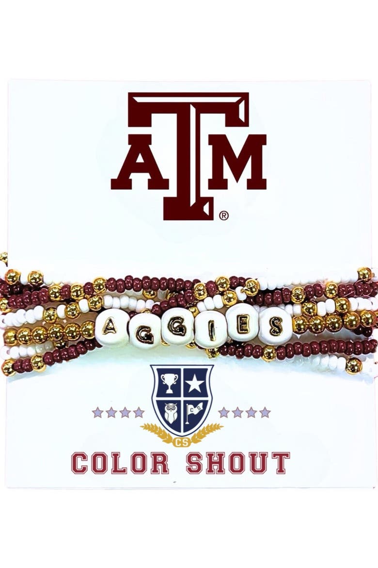 Texas A&M Lucky 7 Bracelet Set, Main, color, Yellow Gold