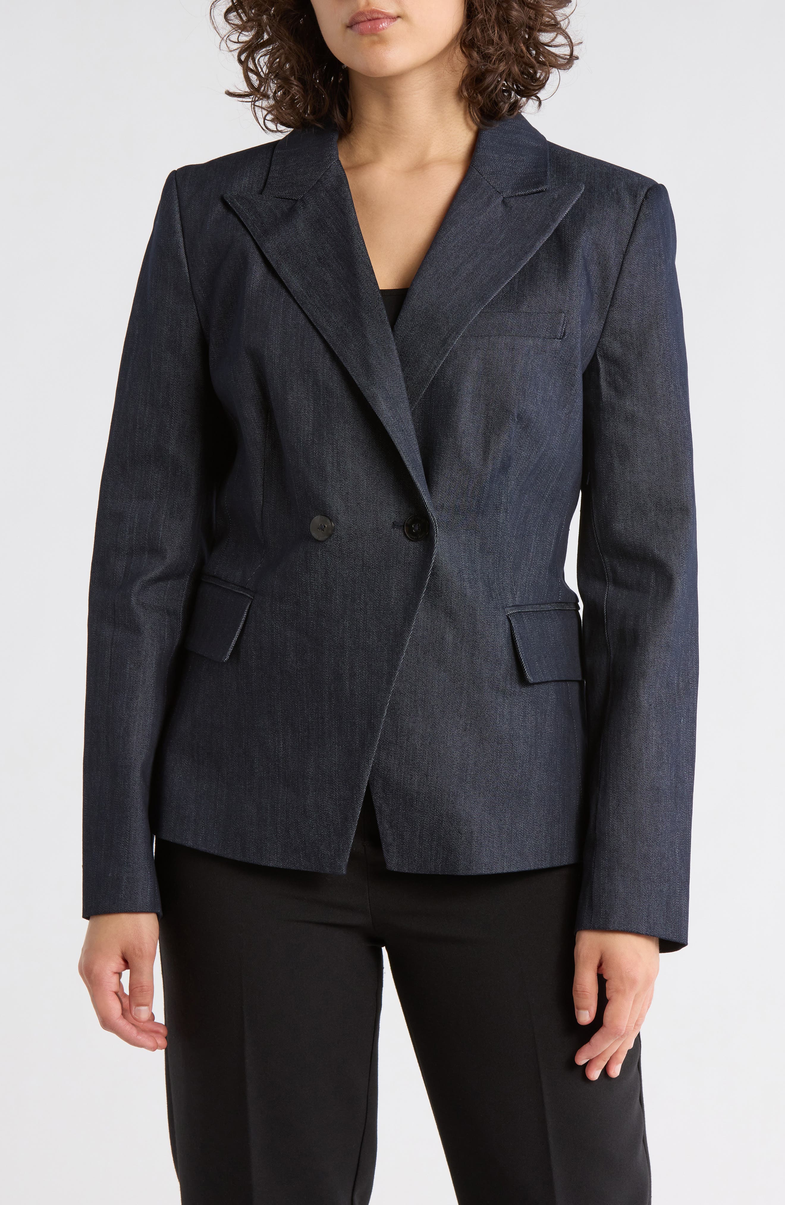 DKNY Jeans Double Breasted Denim Blazer