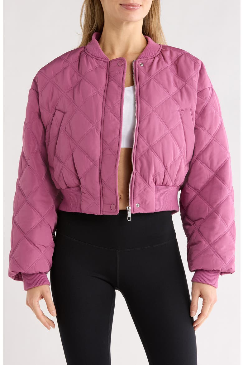 Quilted Crop Bomber Jacket, Main, color, RED VIOLET