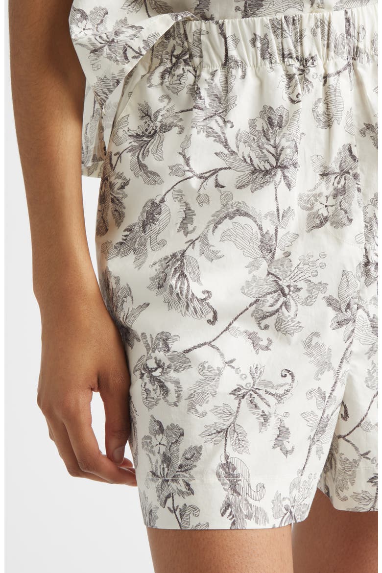 Journey Floral Print Cotton Shorts, Alternate, color, DUSTY WHITE/ BLACK