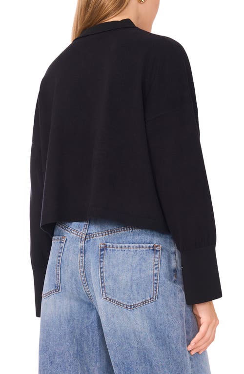 1.state Collared Button Down Cropped Sweater In Black