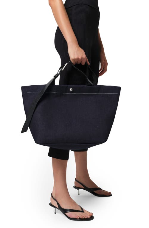 Apparis Esti Buckle Denim Tote Bag In Indigo