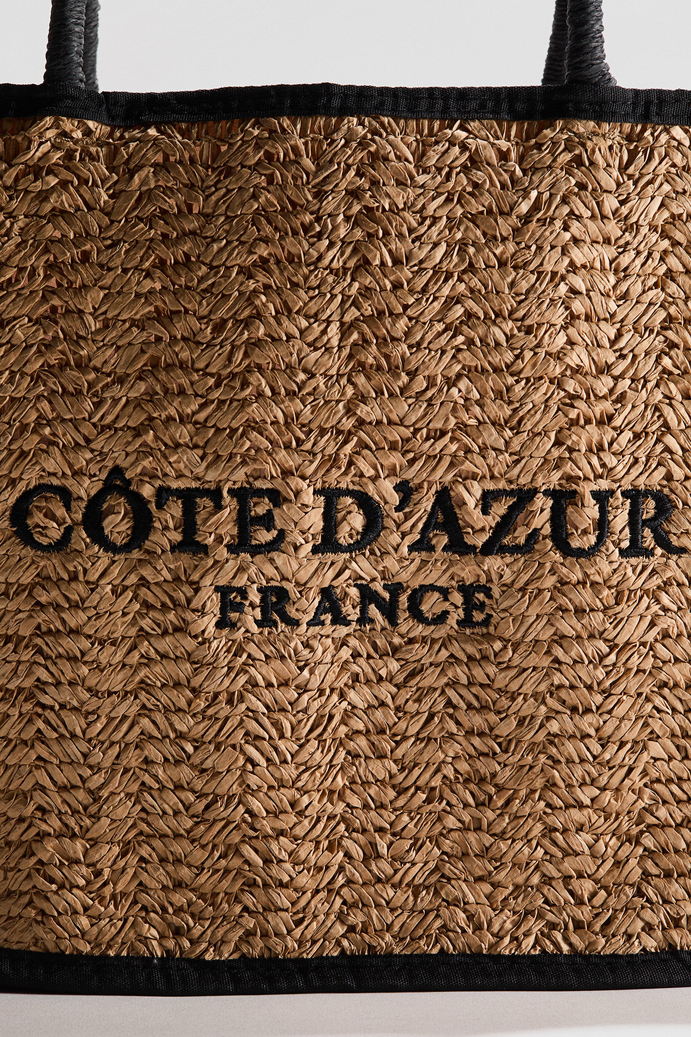 H&M Straw Shopper, Alternate, color, Beige/Black