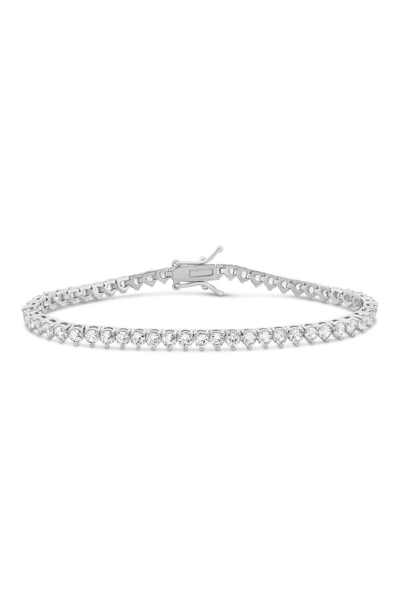 Round Cubic Zirconia Tennis Bracelet, Main, color, SILVER