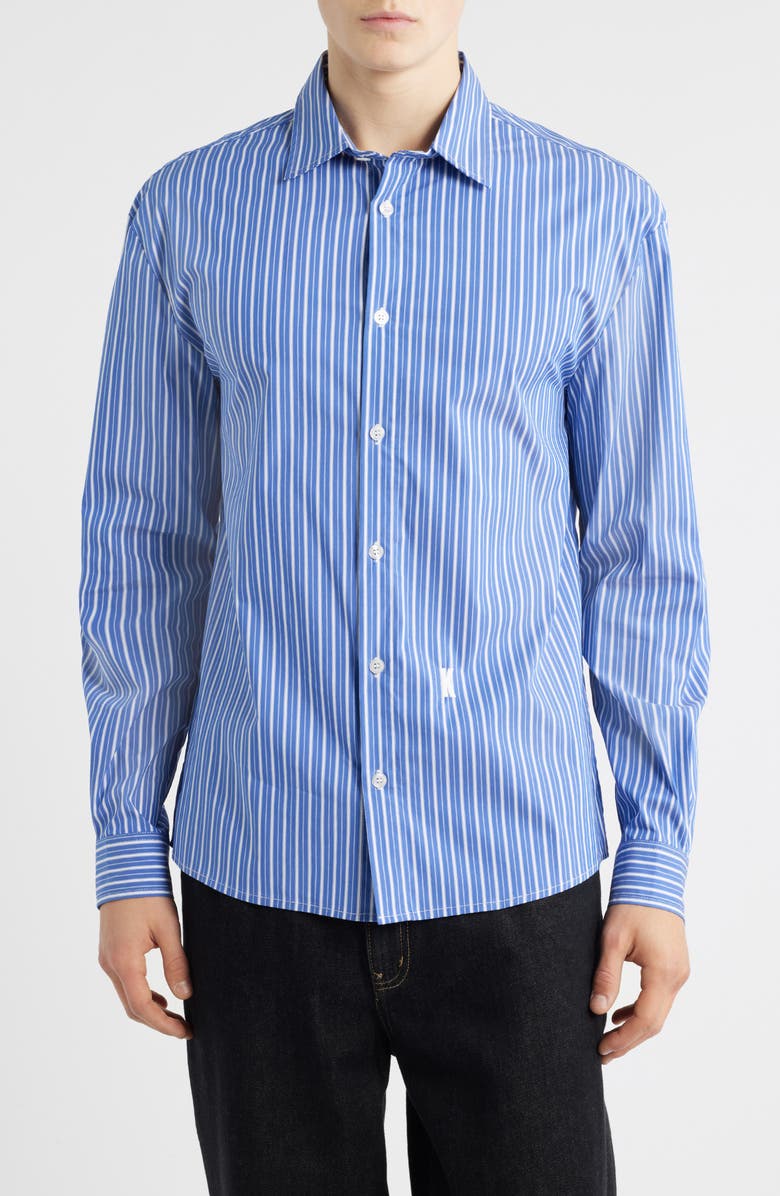 KROST Regular Fit Bold Stripe Stretch Cotton Blend Button-Up Shirt, Main, color, Strong Blue