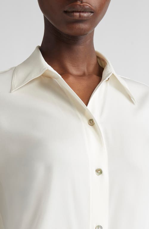 Vince Stretch Silk Button-up Shirt In White