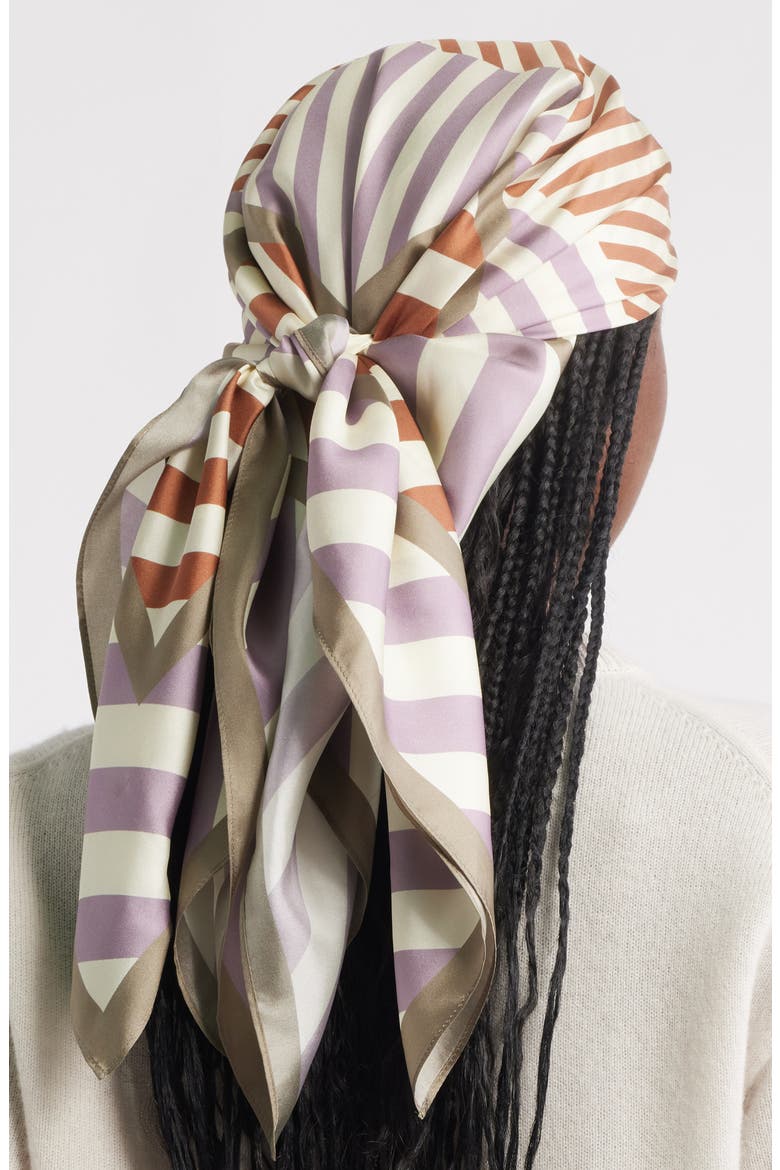 String Square Silk Scarf, Alternate, color, CREAM CROSS LINES